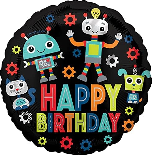 Anagram 17 Doğum Günü Robotları Folyo Balon, Çok Renkli