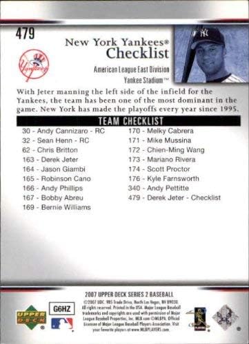 2007 Üst Güverte 479 Derek Jeter CL MLB Beyzbol Ticaret Kartı