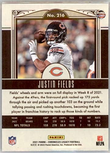 2021 Panini Chronicles Eski Güncelleme Çaylaklar 216 Justin Fields RC Çaylak Chicago Bears NFL Futbol Ticaret Kartı