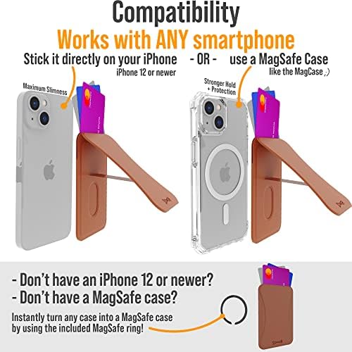 Erkekler ve Kadınlar için Scooch MagSafe Cüzdan [MagWallet] Telefon Standı ve Telefon Tutacağı ile iPhone için [Araç Montajı