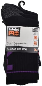 Timberland PRO Kadın 3'lü Sağlam Yarım Yastıklı Mürettebat Çorapları, Siyah, Tek Beden