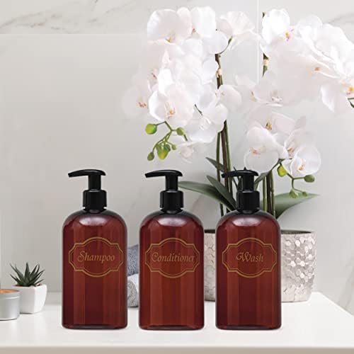 Bottiful Ev 16 oz Amber PET Plastik Şampuan, Saç Kremi, Yıkama Doldurulabilir Duş Şişeleri ve 2 Twist-On Huniler Paketi