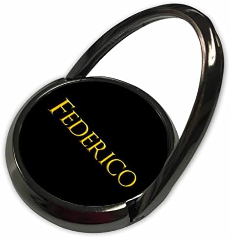 3dRose Federico ABD'de Yaygın Erkek Bebek Adı. Siyah Muska üzerinde Sarı - Telefon Halkaları (phr_351388_1)