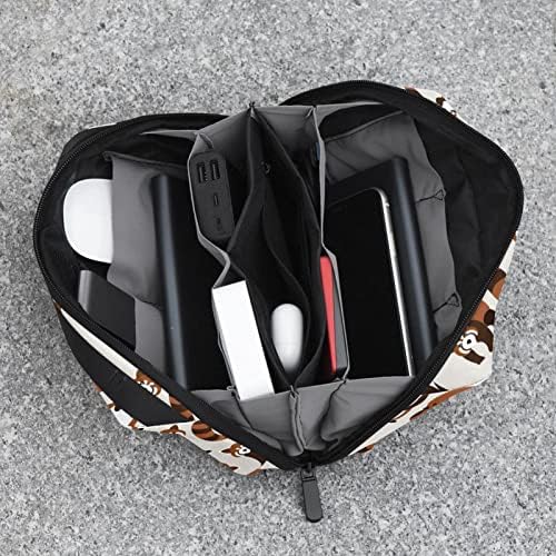 Taşıma çantası Seyahat kılıf çanta USB kablo düzenleyici Cep Aksesuar Fermuar Cüzdan, Rakun Karikatür Kahverengi Hayvan