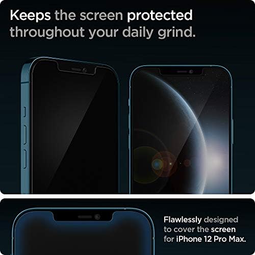 Spigen Temperli Cam Ekran Koruyucu [GlasTR EZ FİT] 2 Paket ve İnce Fit iPhone için tasarlanmış 12 Pro Max (2020)