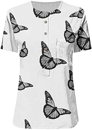 MtsDJSKF Bayan Uzun Kollu Atletik Gömlek Kadın Yaz Çiçek Desen Düğme Bluz Kısa Kollu Rahat Şık Tişörtleri