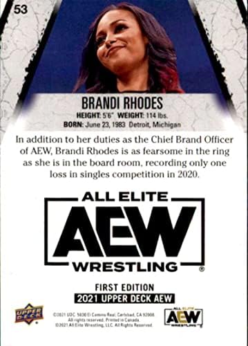 2021 Üst Güverte All Elite Wrestling AEW 53 Brandi Rhodes Resmi İşlem Kartı
