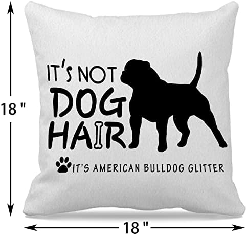 Köpek Temalı 18 ×18 Bu Köpek Kılı Değil Amerikan Bulldog Glitter Komik Amerikan Bulldog Siluet dekoratif kırlent Kılıfı Ev