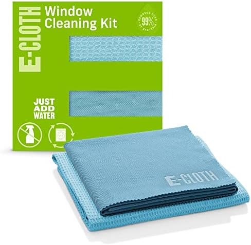 E-Bez Pencere Temizleme Kiti, Premium Mikrofiber Cam ve Pencere Temizleyici, Mavi ve Duş Temizleme Kiti, Yeniden Kullanılabilir