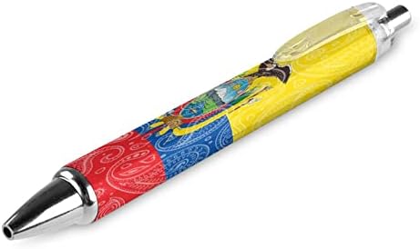 Paisley Ekvador Bayrağı Geri Çekilebilir makaralı tükenmez Kalemler Mavi Mürekkep Pürüzsüz Yazma 0.5 mm Paket 1/2/4 4 ADET