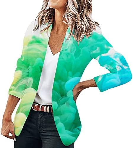 Bayan Casual Blazer Düz Renk Takım Elbise Yaka Uzun Kollu Gevşek Takım Elbise Kısa Ceket Kadınlar için