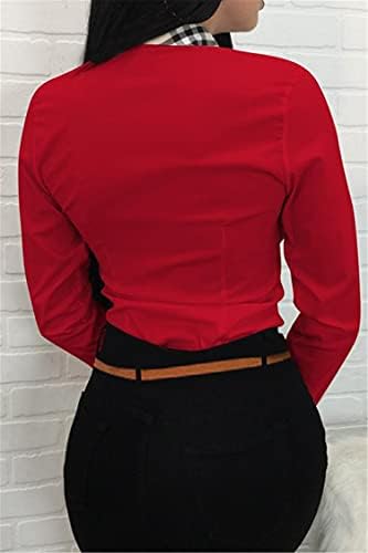 Andongnywell Bluzlar Kadınlar için Moda Rahat Uzun Kollu Düğme Aşağı Gömlek Tops Baskılı Gömlek Renkli