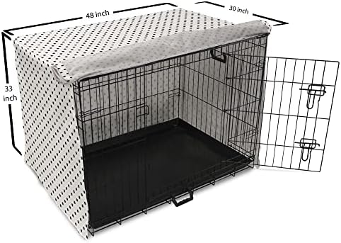 Lunarable Puantiyeli Köpek Sandık Kapağı, Siyah Damlacıkların Klasik Bileşimi Geleneksel Süslü Puantiyeli Desen, Küçük Köpekler