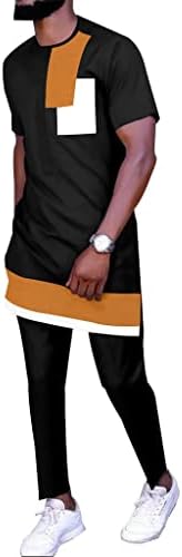 XSION erkek Afrika Giysi 2 Parça Set Dashiki Gömlek ve Pantolon Pamuk Resmi Kıyafetler Takım Elbise Geleneksel Kısa Kollu