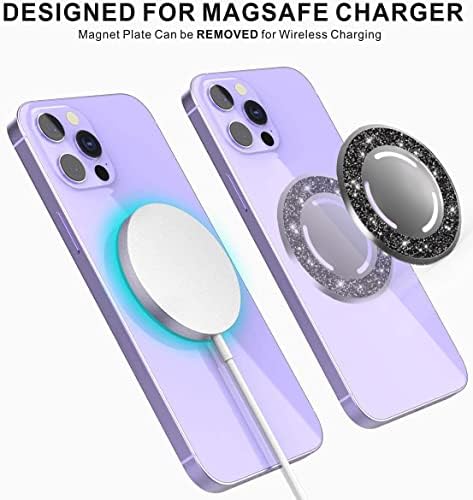 ROMSEA Glitter Magsafe Soket Tabanı ile Uyumlu Çıkarılabilir ve Kablosuz Şarj Uyumlu 【Yalnızca Taban】 Soket Tutacağı, Telefon